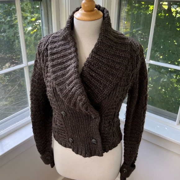 LOFT soft thick chunky wrap cardigan with large collar - Picture 1 of 9
